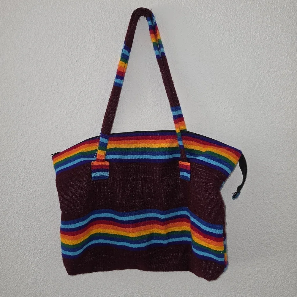 Made In Mexico , Sarape Woven Tote Purse , Zipper Closure,  FRIDA KAHLO